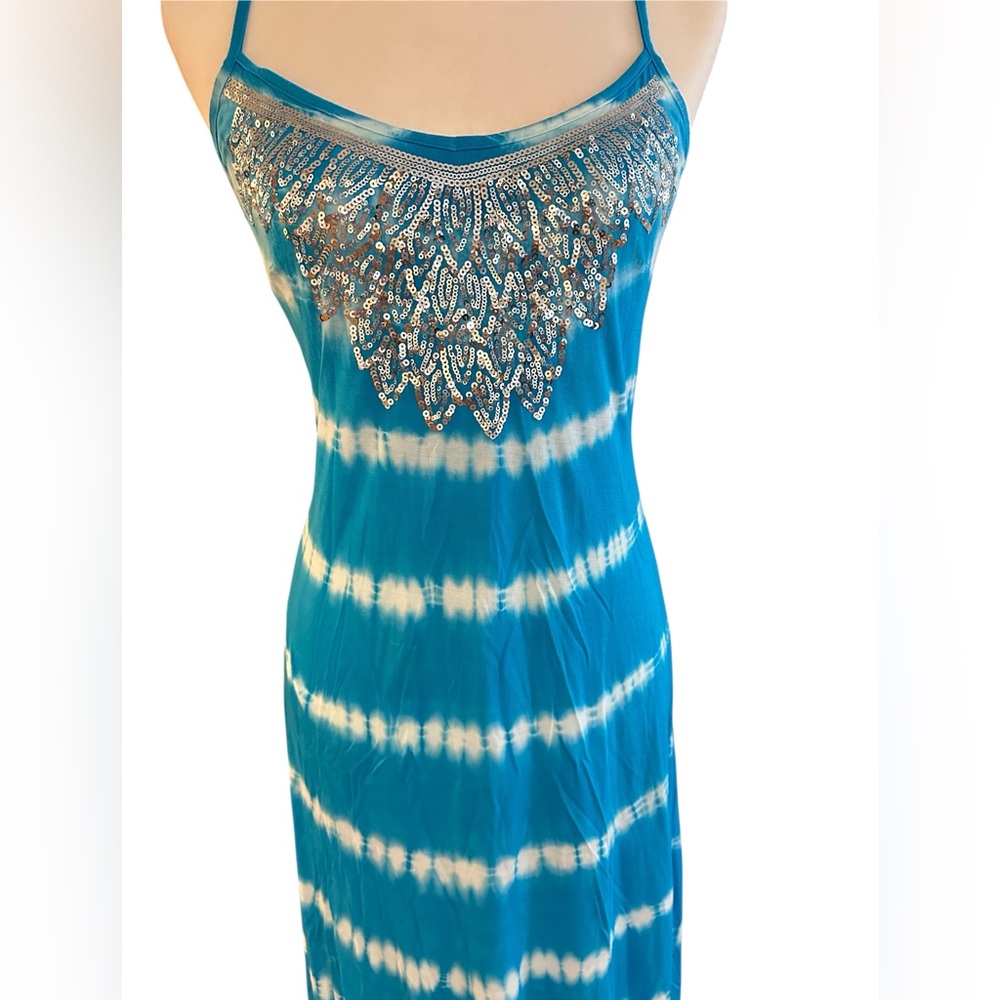 INC International Concepts Blue and White Maxi Dress - Picture 3 of 6